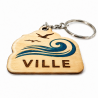 Porte-clés bois Ville Vague