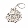 Porte-clés bois Loup stylisé
