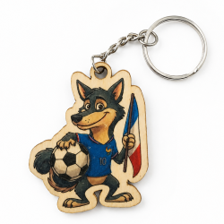Porte-clés bois Loup foot