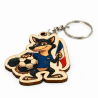 Porte-clés bois Loup foot