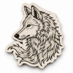 Magnet en bois Loup stylisé