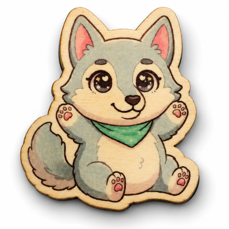 Magnet en bois Louveteau mignon