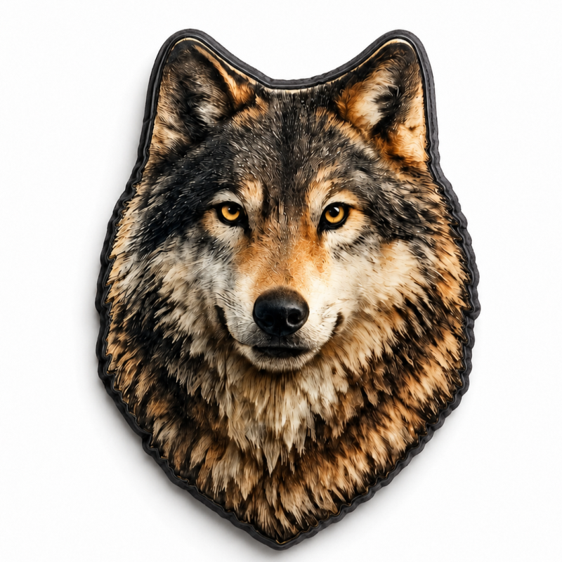 Magnet en bois Loup réaliste