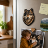 Magnet en bois Loup réaliste