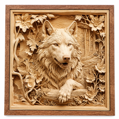 Panneau mural Loup relief