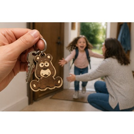 Porte-clés bois Ourson