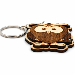 Porte-clés bois Hibou