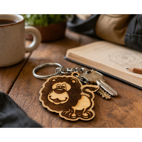 Porte-clés bois Lion