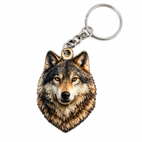 Porte-clés bois Loup