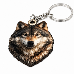 Porte-clés bois Loup