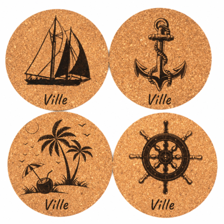Lot de 4 dessous de verre Bord de mer