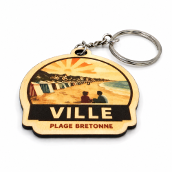 Porte-clés bois Ville Plage