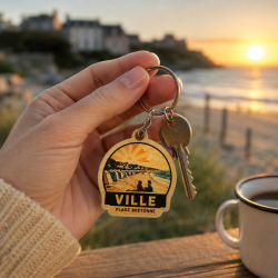 Porte-clés bois Ville Plage