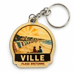 Porte-clés bois Ville Plage
